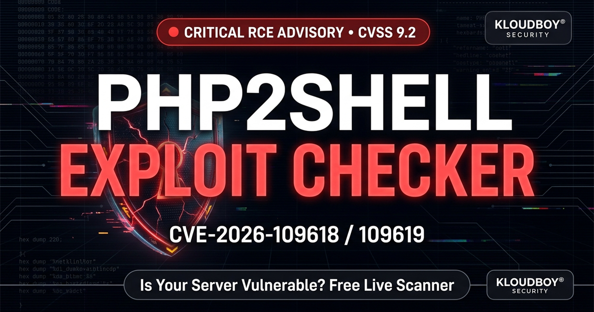 Audit Packet Free PHP2Shell Scanner | Audit CVE-2026-109618 & 109619 | KloudBoy