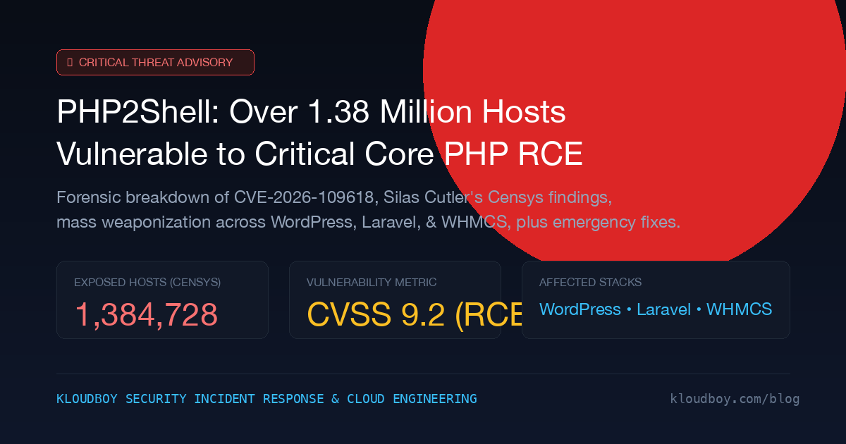 PHP2Shell Zero-Day: 1.38M Exposed Hosts Vulnerable to Critical PHP Core RCE (CVE-2026-109618)